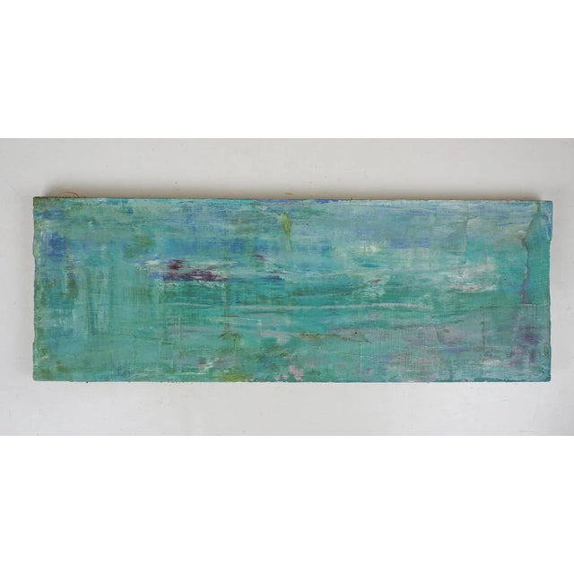 Mid 20th Century Mid 20th Century Turquoise Abstract Narrow Format Painting For Sale - Image 5 of 6