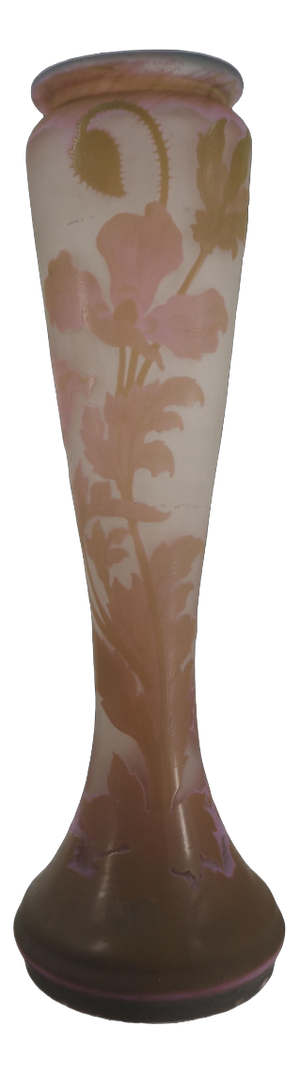 Nancy Glass Paste Vase with Poppies by Émile Galle