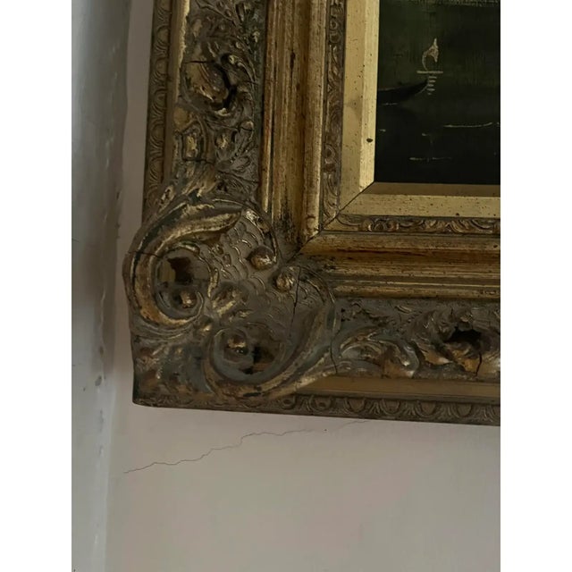 Wood 1950s, Mid-Century Venetian Veduta Oil on Canvas Painting of San Marco, Venice, in Gilt Frame For Sale - Image 7 of 16