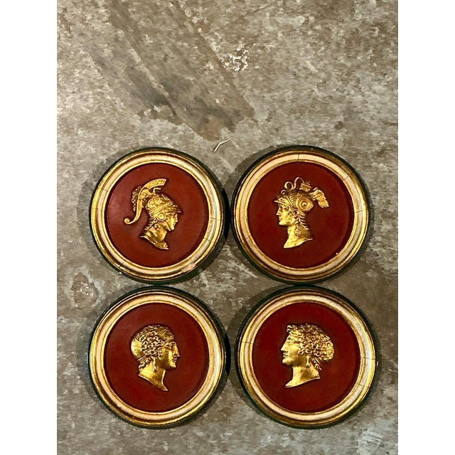 Vintage Grand Tour Wooden Profile Medallions - Set of 4 For Sale - Image 12 of 18