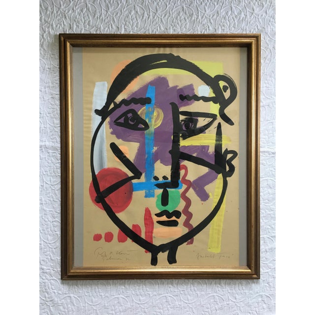 Glass “Abstract Face” Titled Painting by Peter Keil, 1972 For Sale - Image 7 of 7
