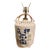 Vintage Japanese Sake Jug Lamp – Hand Painted Ceramic Vessel With Blue Calligraphy & Woven Handle For Sale