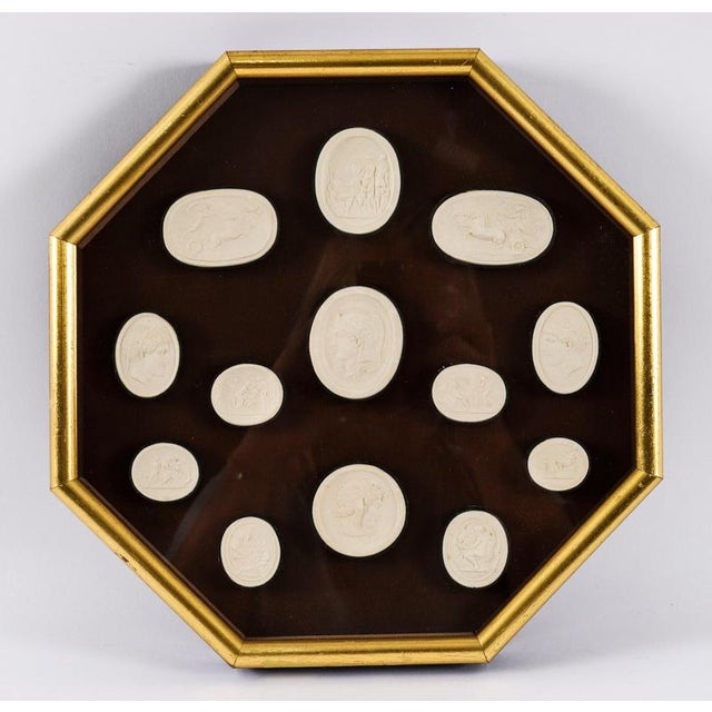 Antique Early 19th Century Grand Tour Italian Octagonal Framed Intaglios, Set of 2 For Sale - Image 15 of 16