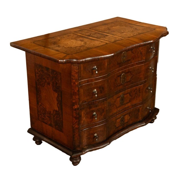 Antique Austrian Baroque Inlaid Walnut Burl Chest Drawers Dresser Commode 1760 For Sale - Image 10 of 14