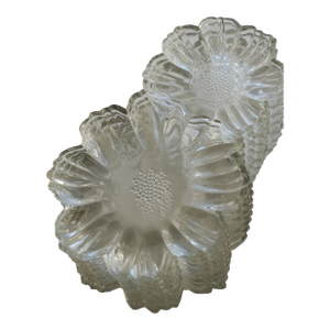 Vintage 1950s Mid-Century Hazel-Atlas Capri Double Daisy Snack Plates, Set of 8
