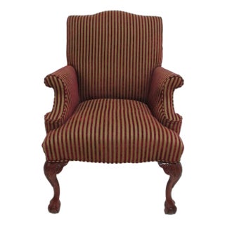 1980s Oskar Huber Fire Side Ball Claw Living Room Armchair Chippendale B For Sale