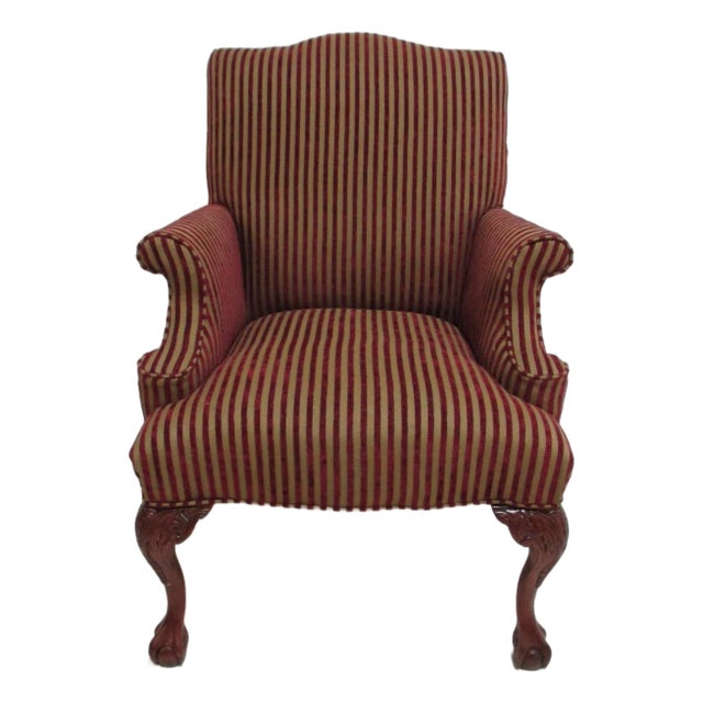 1980s Oskar Huber Fire Side Ball Claw Living Room Armchair Chippendale B For Sale