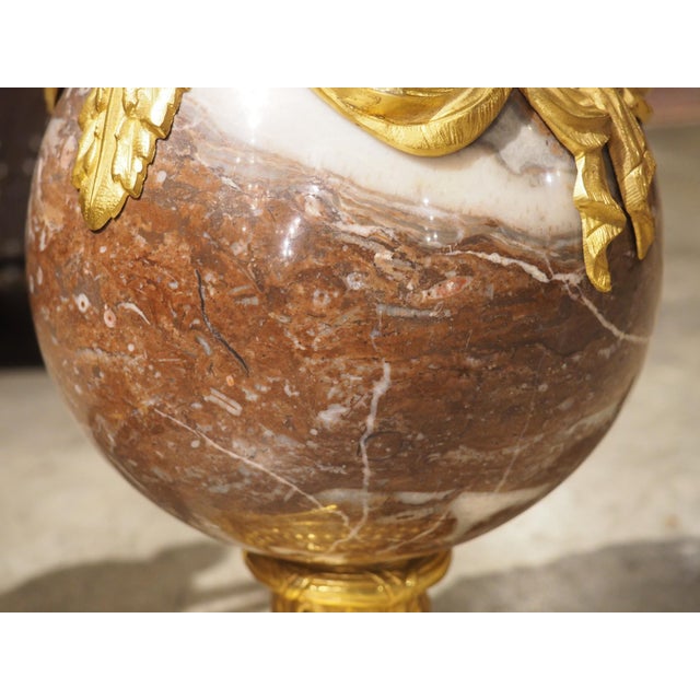 Pair of Circa 1885 Louis XVI Style French Gilt Bronze Mounted Marble Cassolettes For Sale - Image 10 of 18