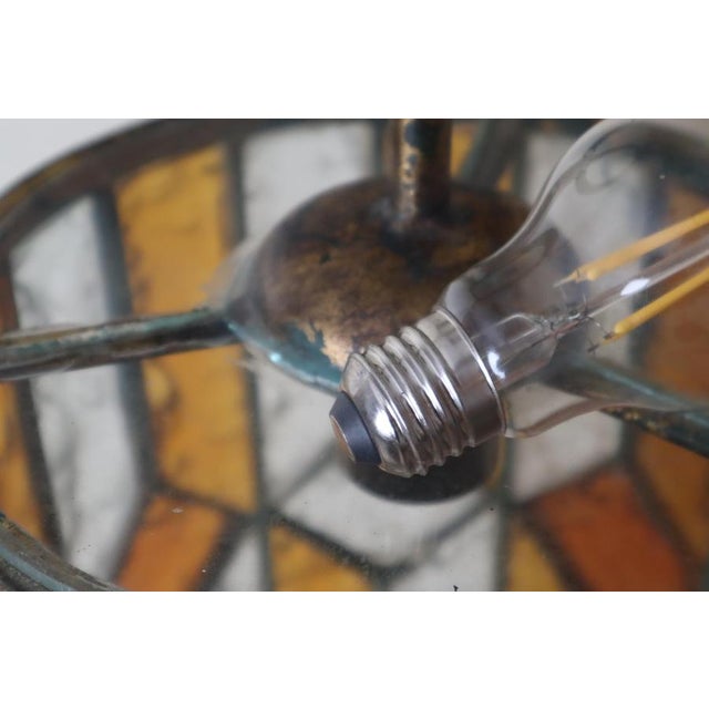 1960s Brutalist Longobard Lantern Pendant in Hammered Glass, Italy, 1960s For Sale - Image 5 of 17