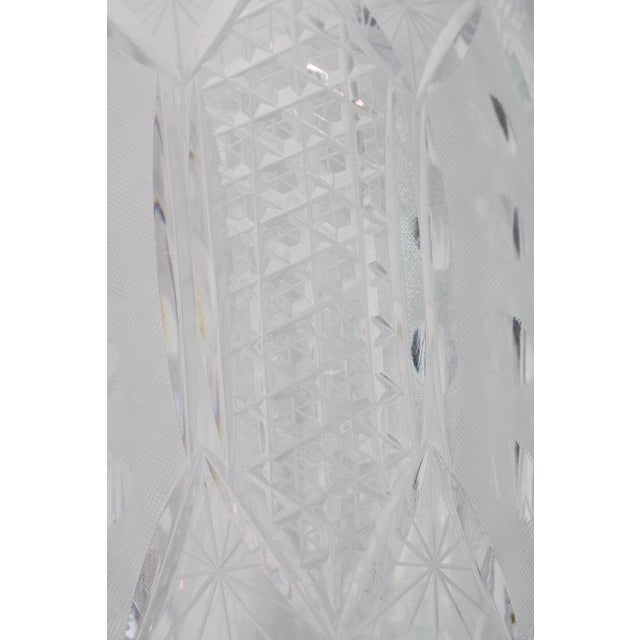 Bohemian Lead Crystal Vase with Hand-Cutting, 1950s For Sale - Image 7 of 11