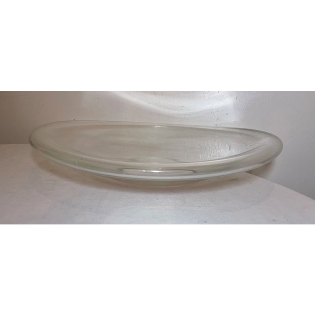 Huge Modern Modernist Clear Hand Blown Art Glass Centerpiece Fruit Bowl Large For Sale - Image 4 of 12