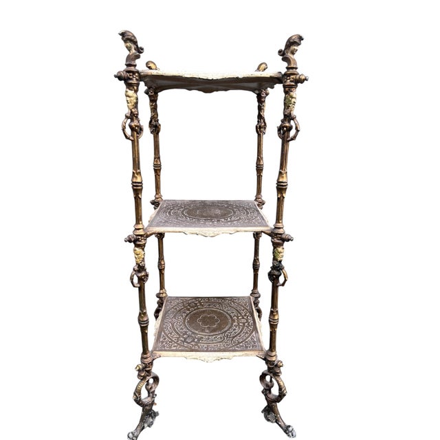 Iron Figural Brass Tone Victorian Pedestal For Sale - Image 17 of 17