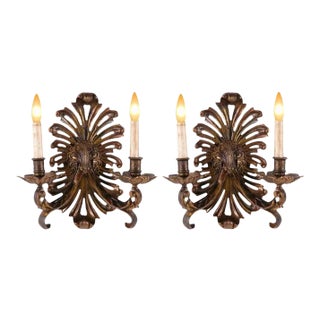 Pair of Traditional Italian Two Light Sconces For Sale