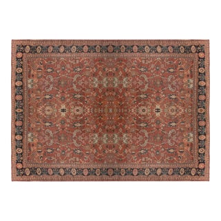 Antique Persian Sultanabad Cinnamon & Navy Blue Handwoven Carpet For Sale