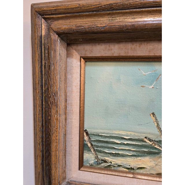 Paint Late 20th Century Original Karl Neumann Oil Painting - The Beach For Sale - Image 7 of 9