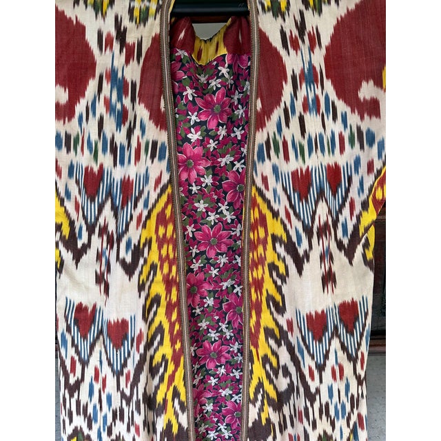 Vintage Woven Ikat Chapan Robe Central Asia Uzbekistan For Sale - Image 17 of 17