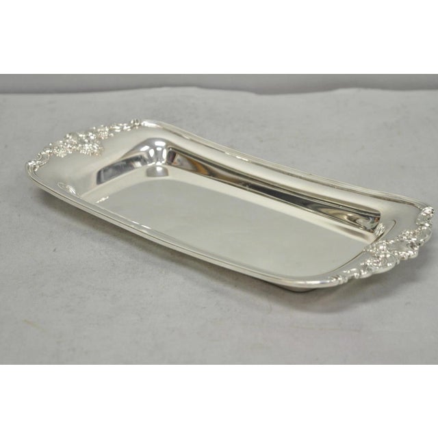 Vintage Baroque by Wallace 210 Silver Plated Narrow Trinket Dish Serving Tray For Sale - Image 14 of 14