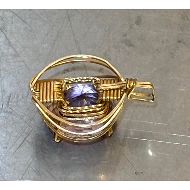 Mid-Century Modern 1960s Amethyst/Gold-Plated Pendant For Sale - Image 3 of 5
