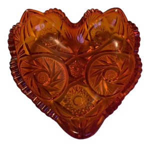 Contemporary Red Cut Glass Heart-Shaped Dish