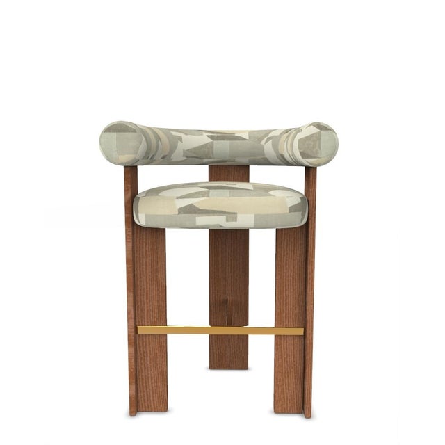 Collector Modern Cassette Bar Chair in Alabaster Fabric and Smoked Oak by Alter Ego For Sale - Image 6 of 6