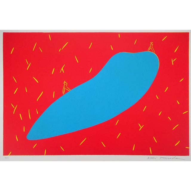 Aki kuroda our blue planet, 1993 original color linocut signed in pencil numbered / 50 ex on bfk rives vellum 57 x 76 cm...