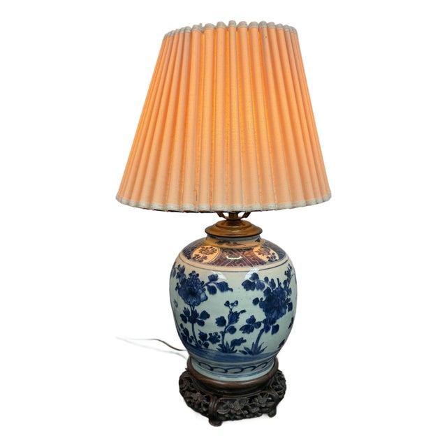 Chinoiserie Porcelain Ginger Jar Table Lamp Vintage For Sale