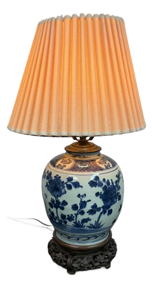 Chinoiserie Porcelain Ginger Jar Table Lamp Vintage