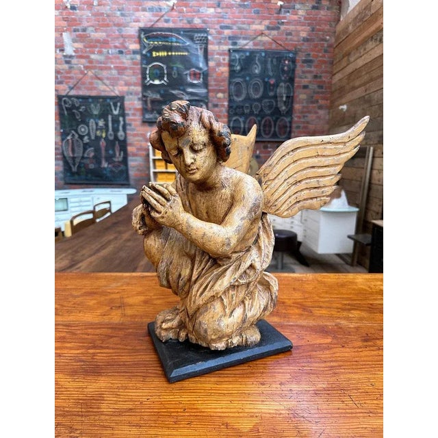 Carved Wooden Angel, 1890s For Sale - Image 11 of 12