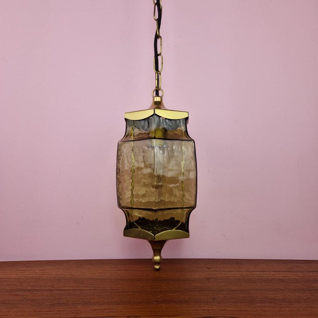A hanging lamp produced in Norway in the 1960s by Høvik Verk. The lamp has a signature inside the lampshade. The lamp is...