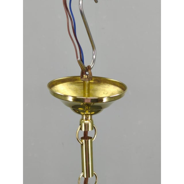 Art Deco Brass and Opaline Glass Chandelier, 1930s For Sale - Image 11 of 14