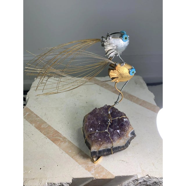 1970s Amethyst Geode Modernist Fish Sculpture For Sale - Image 10 of 11