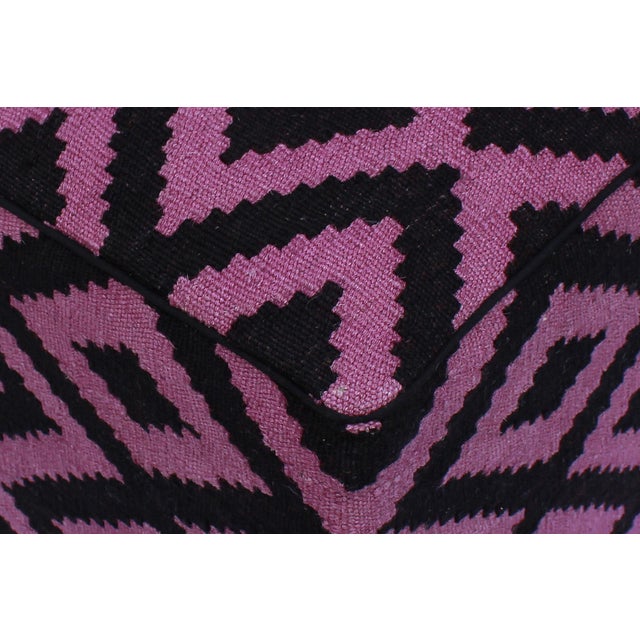 1990s Boho Chic Handmade Kilim Upholstered Ottoman For Sale - Image 4 of 9