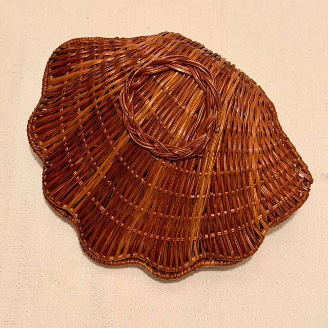 1970s Split -Rattan Clam Shell Baskets -Set of Two For Sale - Image 10 of 12