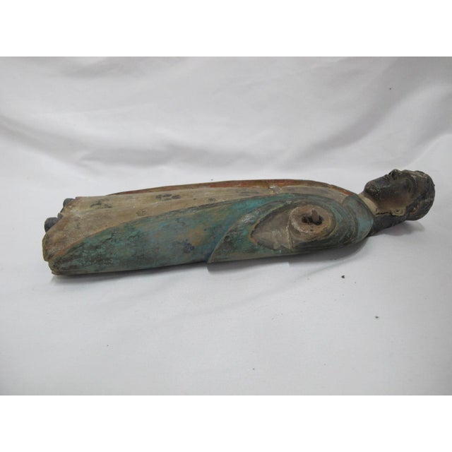 Spanish Colonial Santos Polychrome Carved Wood Saint & Jesus Icon Set of 3 For Sale - Image 10 of 14