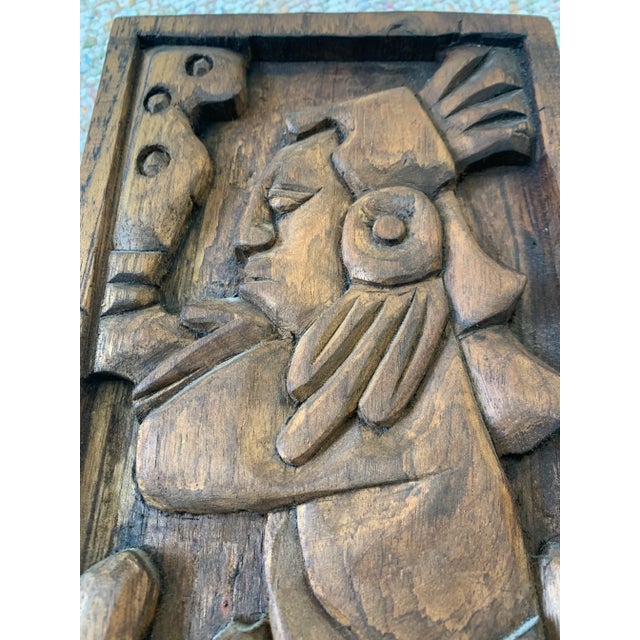 Wood Late 20th Century Vintage Mayan Hand Carved Wood Panels, Set of 2 For Sale - Image 7 of 8