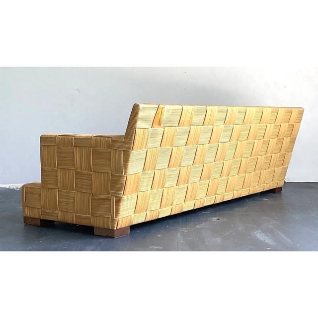 Khaki Vintage Donghia “Block Island” Woven Rattan Sofa For Sale - Image 8 of 13