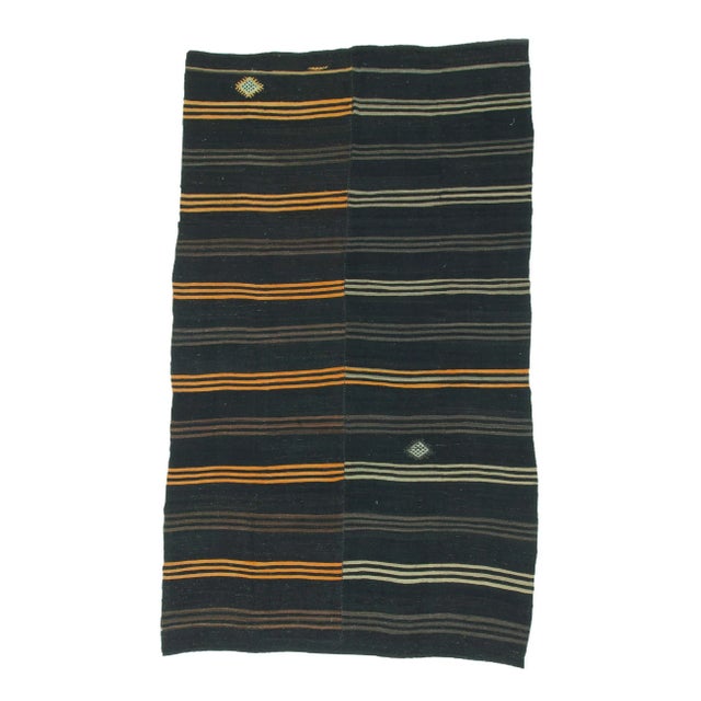 Textile 1960s Vintage Striped Goat Hair Kilim Rug- 7′10″ × 13′1″ For Sale - Image 7 of 7