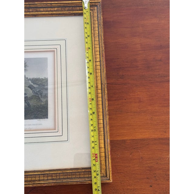 Antique Hand-Tinted Engraving – 'Mrs. Schuyler Firing Her Corn Fields' in Ornate Gold Frame For Sale - Image 10 of 12