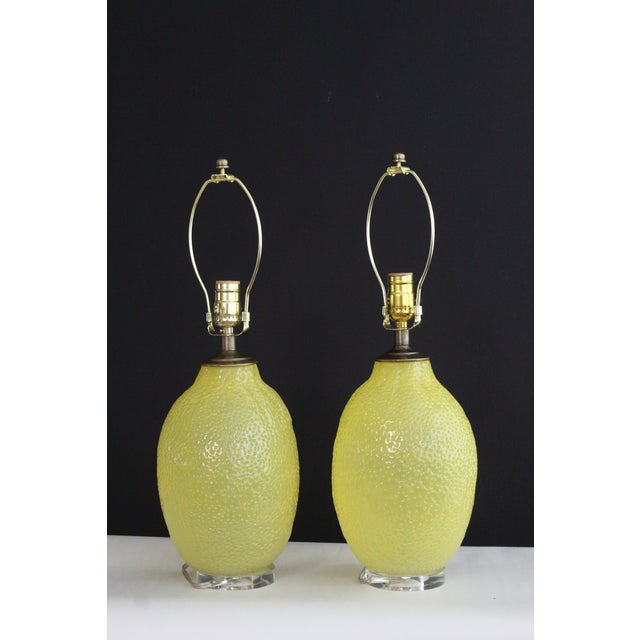 Yellow Mid 20th Century Laurel Style Citrus Lamps - a Pair For Sale - Image 8 of 13