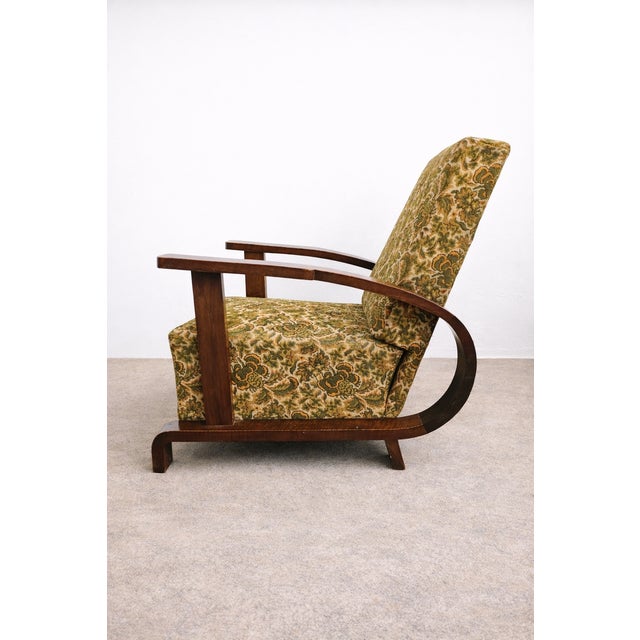 Art Deco Armchair in Black Walnut and Upholstery from Ferenc Fürst, Hungary, 1930s For Sale - Image 4 of 12