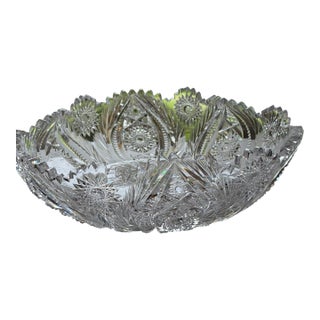 Antique American Brilliant Cut Crystal Bowl For Sale