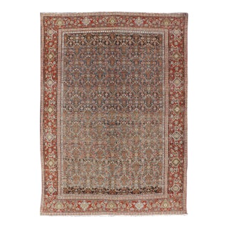 Fine Antique Persian Senneh Rug With Herati Geometric Design 4'2 X 6'6 For Sale