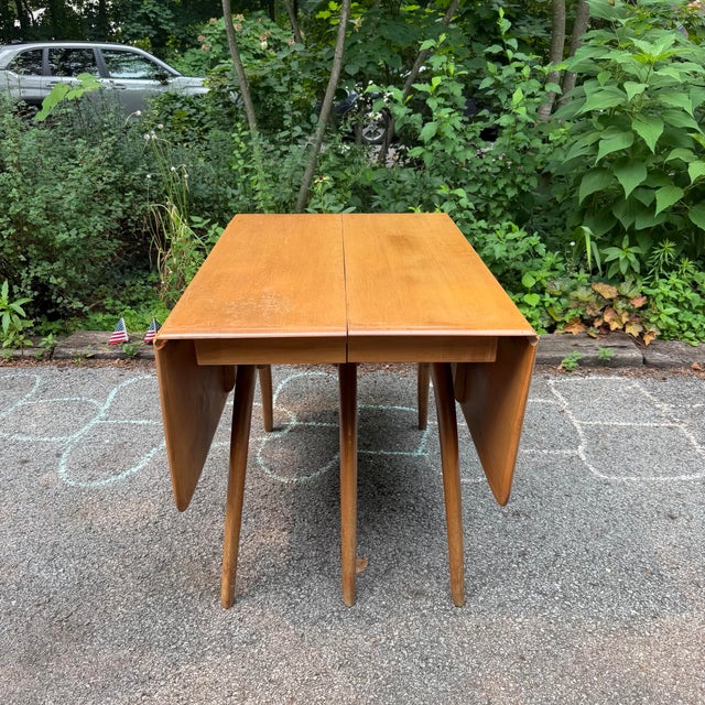 Heywood-Wakefield Mid Century Modern Attributed Heywood Wakefield “Wishbone” Drop-Leaf Dining Table For Sale - Image 4 of 8
