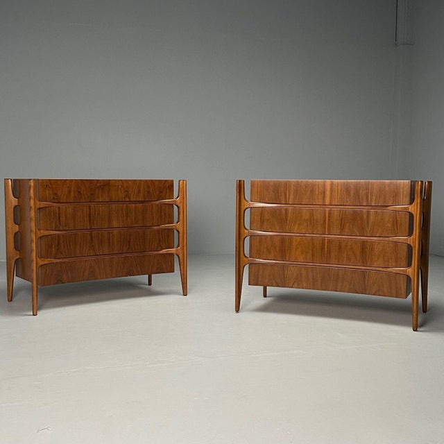 1970s William Hinn, Swedish Mid-Century Modern, Sculptural Dressers, Walnut, 1970s For Sale - Image 5 of 12