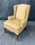Queen Anne Late 20th Century Tan Leather Wingback Arm Chair For Sale - Image 3 of 12
