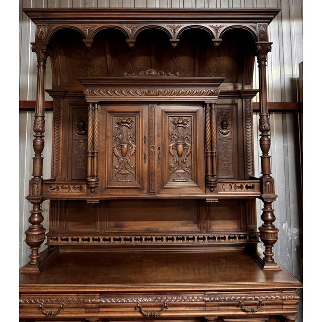 Renaissance Style Walnut Buffet For Sale - Image 4 of 7