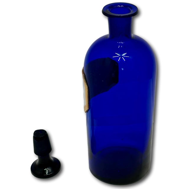 Beautiful & Rare Large Size Antique Cobalt Blue Glass Elixer of Calisaya Apothecary Bottle Circa Mid 19th Century For Sale - Image 11 of 18