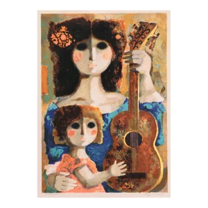 'Mother and Child With Guitar' by Jordi Pla Domenech, Figural, Barcelona, Venice, Chicago, New York