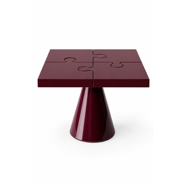 Wood Popzlle Side Table in Bordeaux Lacquer by Alexandre Ligios For Sale - Image 7 of 7