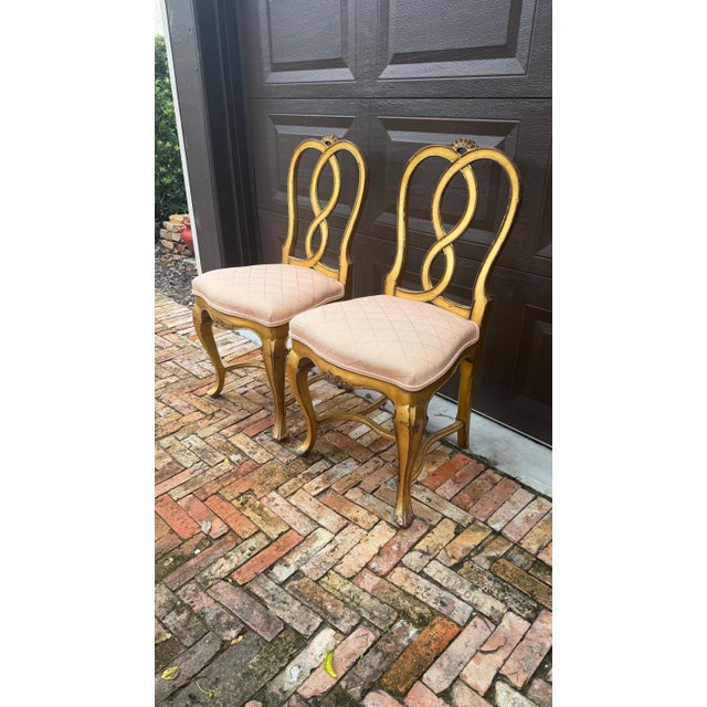 1980s Pair of 1980s Gilded Hollywood Regency Side Chairs in the Style of Rose Tarlow For Sale - Image 5 of 17
